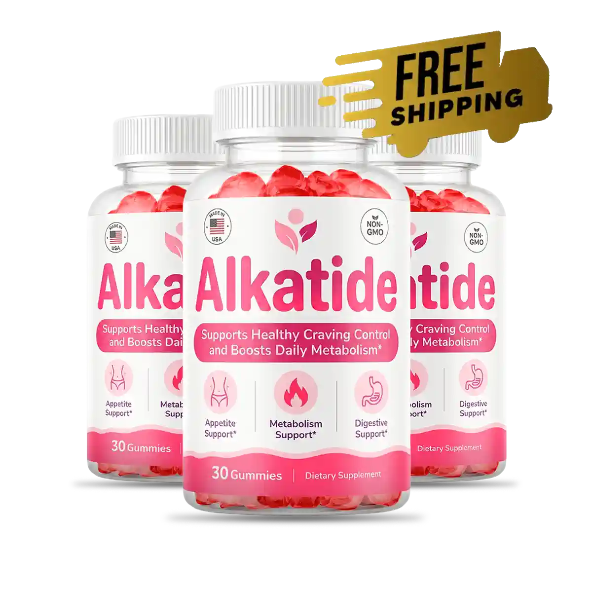 Alkatide weight management gummies, three bottle pack